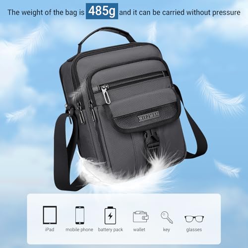 WITZMAN Crossbody Bags for Men Travel Shoulder Bag Lightweight Man Purse Small Casual Messenger Bag for Work Traveling（B699 Silvery Grey） - Image 5