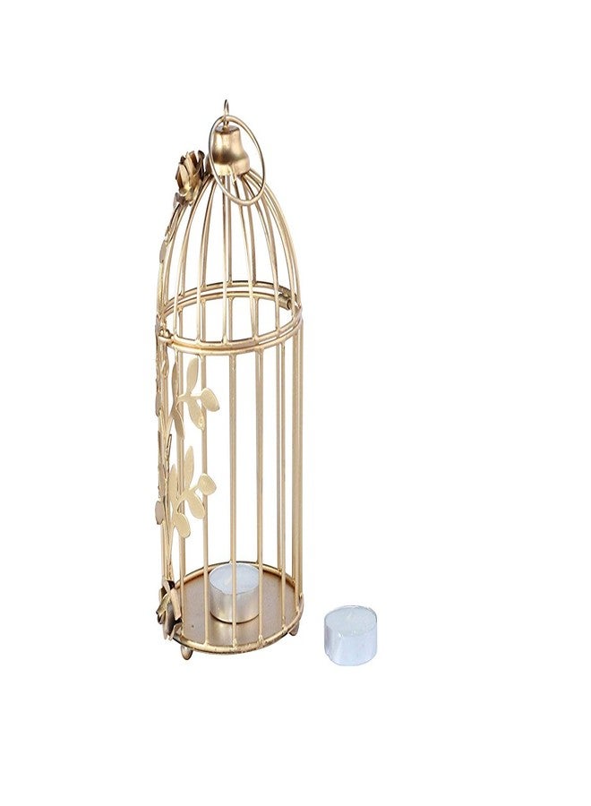 YASHASVI قفص طيور اصطناعي وزهرة اصطناعية مصغرة مع وعاء وحامل شموع شاي أبيض من YASHASVI (الطول 10 سم × العرض 10 سم × الارتفاع 20 سم) - Image 5