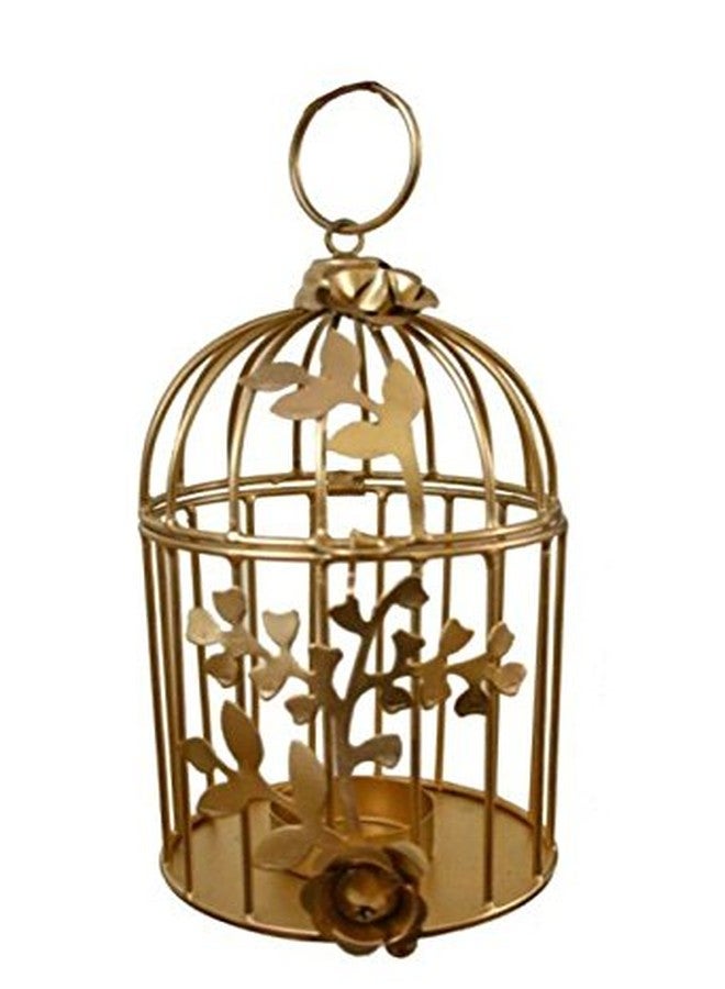 YASHASVI قفص طيور اصطناعي وزهرة اصطناعية مصغرة مع وعاء وحامل شموع شاي أبيض من YASHASVI (الطول 10 سم × العرض 10 سم × الارتفاع 20 سم) - Image 2