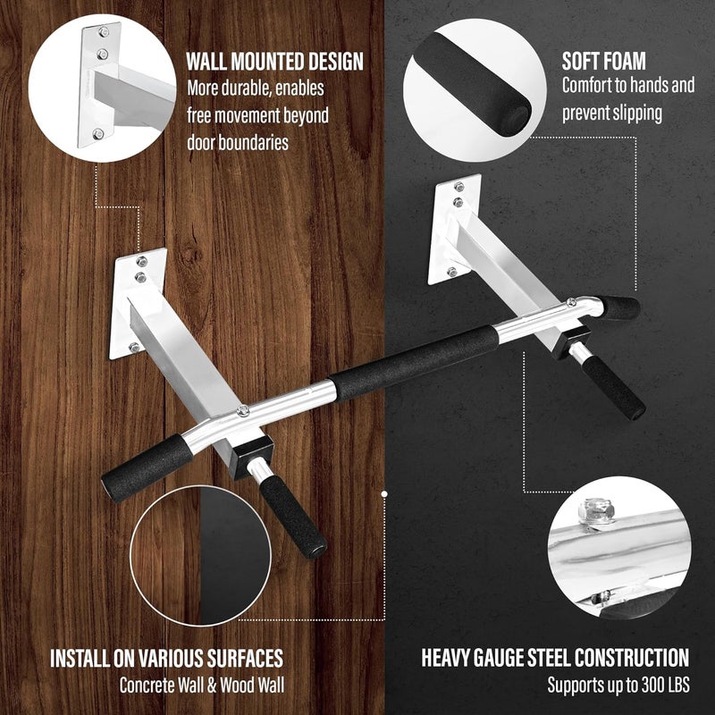 Yes4All Pull Up Bar Wall Mounted - Multifunctional Wall Mounted Pull Up Bar for Home Gym Workout Strength Training Equipment - Image 3