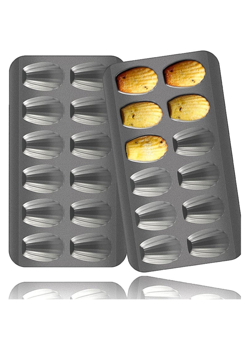 Arabest 2 PCS Madeleine Pan, 12-Cup Nonstick Shell Shape Baking Cake Mold Jumbo Muffin,Bakeware Bread Pan, Sheet Pans for Cooking Nonstick,15.5 Inch Baking Pan Loaf  - Image 1