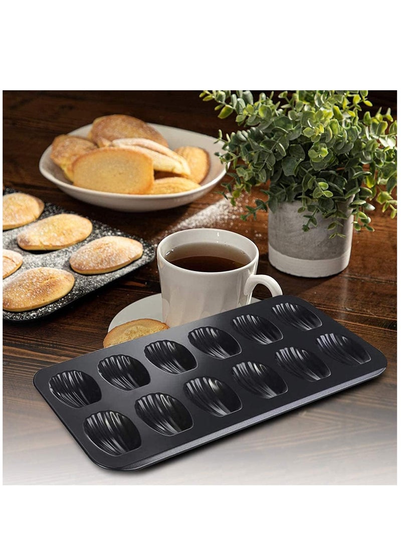 Arabest - 2 PCS Madeleine Pan, 12-Cup Nonstick Shell Shape Baking Cake Mold Jumbo Muffin,Bakeware Bread Pan, Sheet Pans for Cooking Nonstick,15.5 Inch Baking Pan Loaf - Image 1