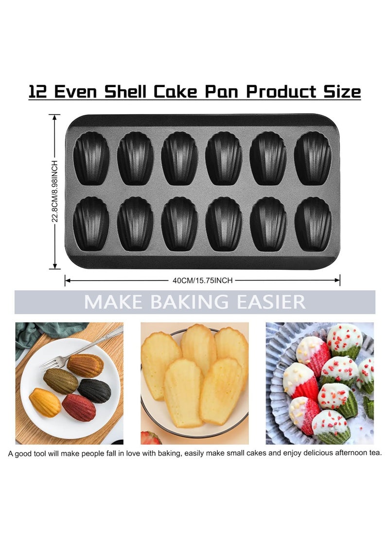 Arabest - 2 PCS Madeleine Pan, 12-Cup Nonstick Shell Shape Baking Cake Mold Jumbo Muffin,Bakeware Bread Pan, Sheet Pans for Cooking Nonstick,15.5 Inch Baking Pan Loaf - Image 1