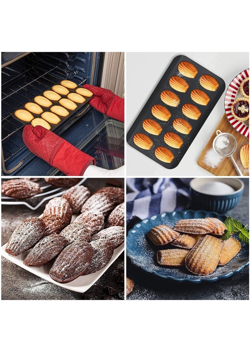 Arabest 2 PCS Madeleine Pan, 12-Cup Nonstick Shell Shape Baking Cake Mold Jumbo Muffin,Bakeware Bread Pan, Sheet Pans for Cooking Nonstick,15.5 Inch Baking Pan Loaf  - Image 2