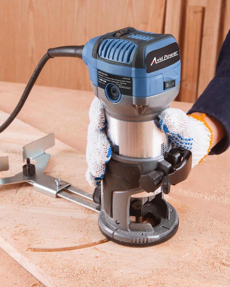 AVID POWER 6.5 Amp 1.25 HP Compact Router Tools for Woodworking, Fixed Base Wood Router with Trim Router Bits, 6 Variable Speeds, Edge Guide, Roller Guide, Dust Hood (Blue, 65mm) - Image 5