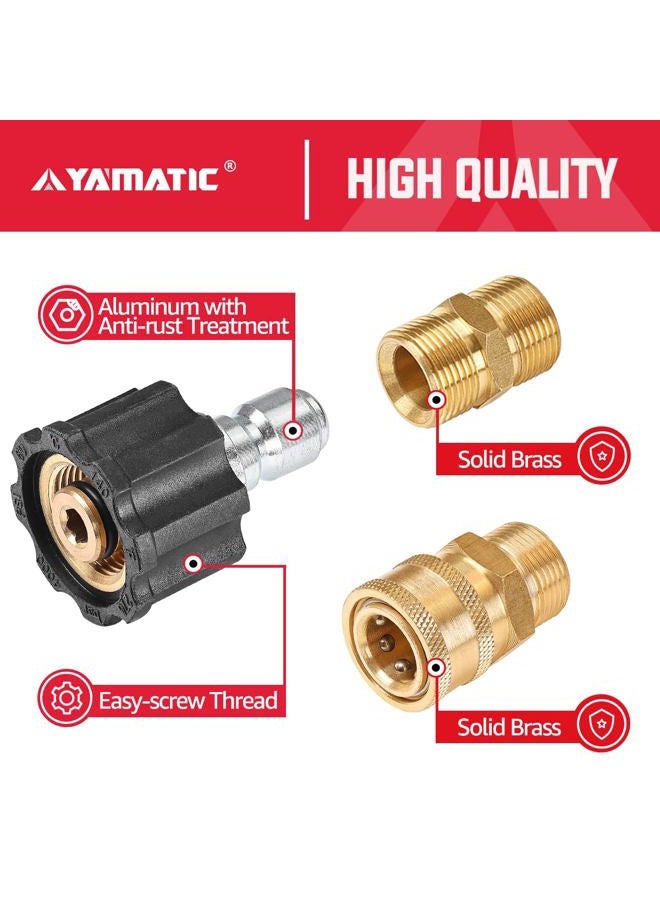 YAMATIC Pressure Washer Adapter Set, M22-14mm to 3/8" Quick Connectors & M22-14mm Pressure Washer Hose Extension Adapter, Quick-Connect for a Pressure Washer, Hose, and Gun - 5 Pack - Image 4