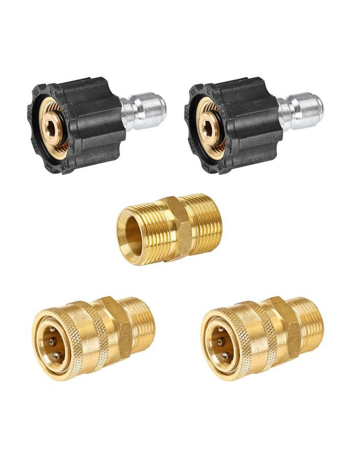 YAMATIC Pressure Washer Adapter Set, M22-14mm to 3/8" Quick Connectors & M22-14mm Pressure Washer Hose Extension Adapter, Quick-Connect for a Pressure Washer, Hose, and Gun - 5 Pack - Image 1