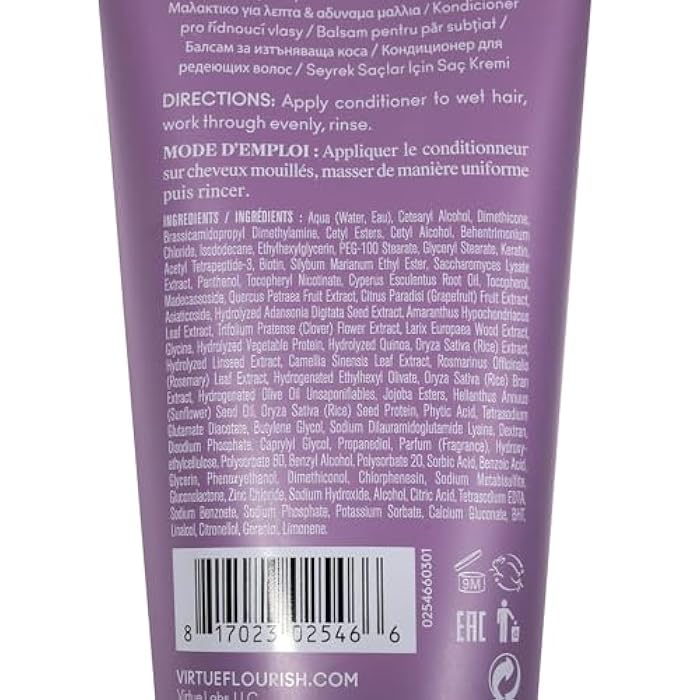 VIRTUE Flourish Conditioner for Fine or Thinning Hair, Sulfate Free Hair Growth Product, Detangles and Thickens, Color Safe - Image 2