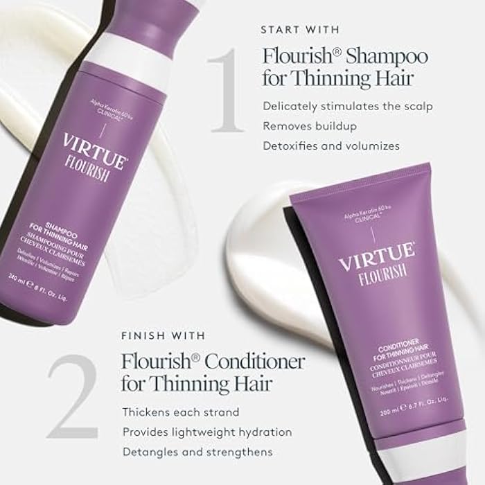 VIRTUE Flourish Conditioner for Fine or Thinning Hair, Sulfate Free Hair Growth Product, Detangles and Thickens, Color Safe - Image 5