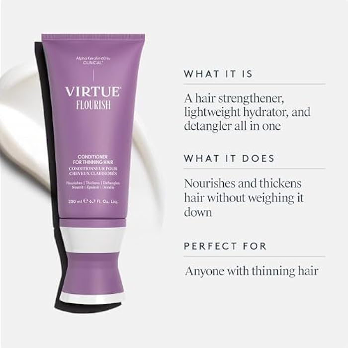 VIRTUE Flourish Conditioner for Fine or Thinning Hair, Sulfate Free Hair Growth Product, Detangles and Thickens, Color Safe - Image 3