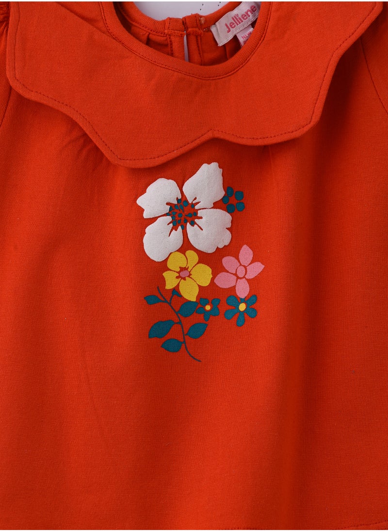 Jelliene Vibrant Red Ruffle Sleeve Cotton Top for Infant Girls  - Image 3