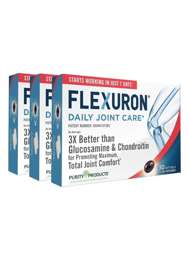 Purity Products - Flexuron Joint Formula 3X Better Than Glucosamine and Chondroitin - Starts Working in just 7 Days - Krill Oil, Low Molecular Weight Hyaluronic Acid, Astaxanthin - 30 Count (3) - Image 1