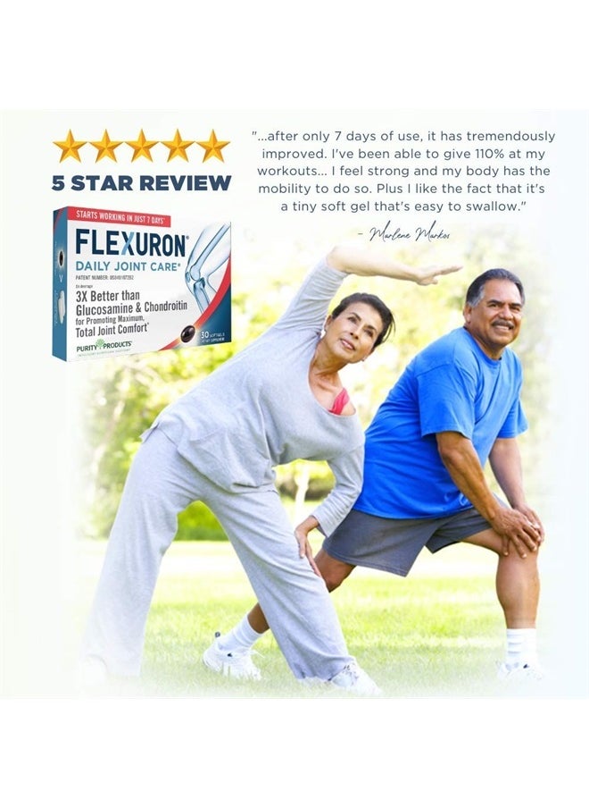 Purity Products - Flexuron Joint Formula 3X Better Than Glucosamine and Chondroitin - Starts Working in just 7 Days - Krill Oil, Low Molecular Weight Hyaluronic Acid, Astaxanthin - 30 Count (3) - Image 1