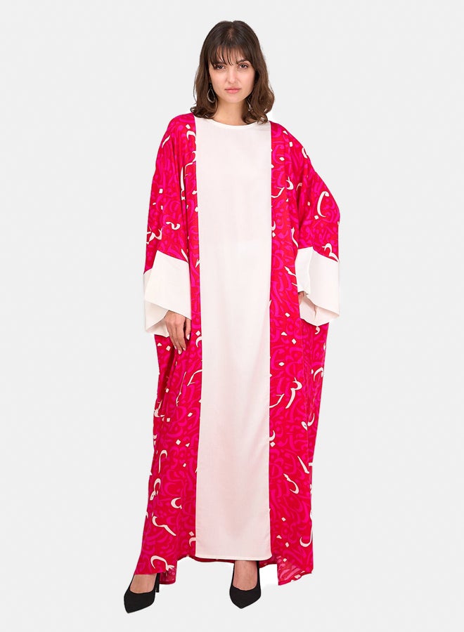 Clue Printed Arabic Letters Abaya - Image 1