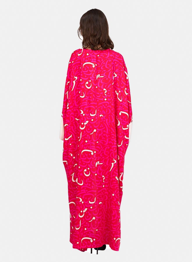 Clue Printed Arabic Letters Abaya - Image 4
