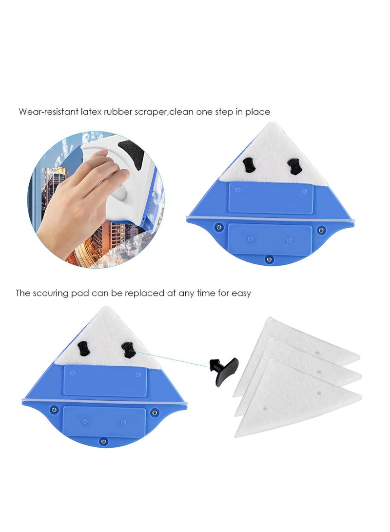 Double-sided Glass Magnetic Cleaning Brush, Window Cleaner Wiper with Handle for Sliding Doors, Windows, Vehicle Windows (for Thickness 3-8mm Glass, Blue) - Image 2