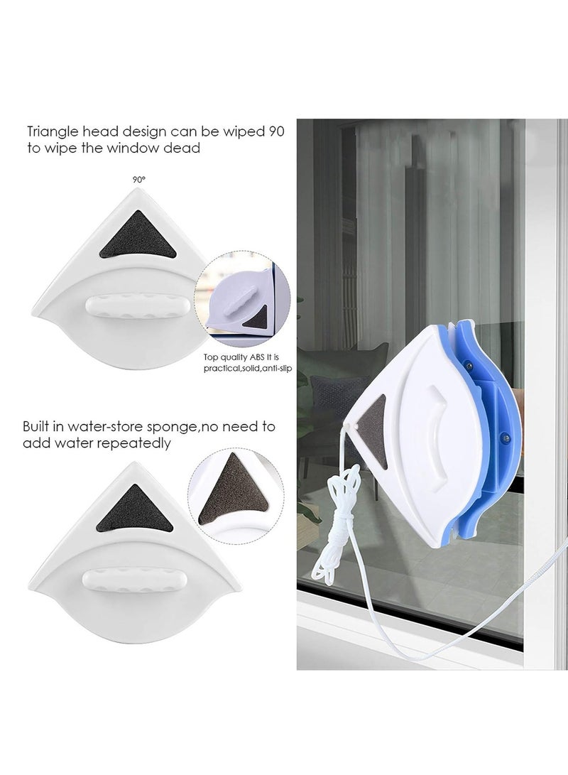 Double-sided Glass Magnetic Cleaning Brush, Window Cleaner Wiper with Handle for Sliding Doors, Windows, Vehicle Windows (for Thickness 3-8mm Glass, Blue) - Image 4