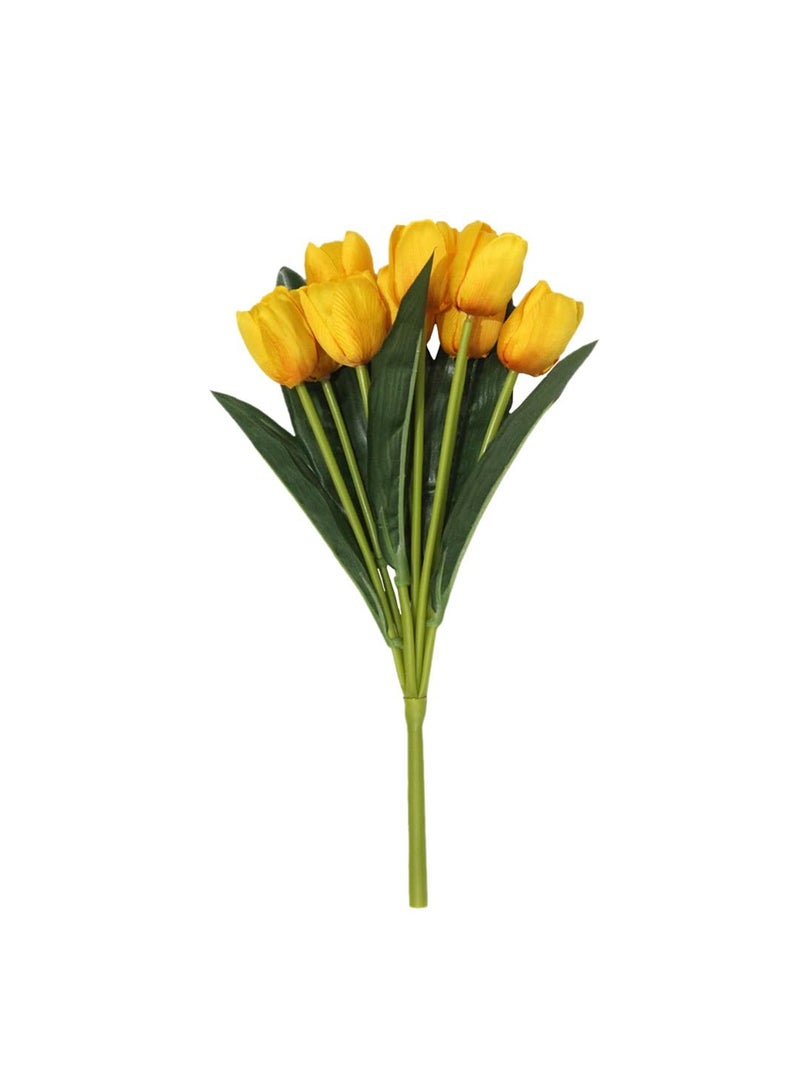 Fourwalls Beautiful Artificial Polyester and Plastic Tulip Flower Bunch (9 Head Flower, 38 cm Total Height, Yellow) - Image 5