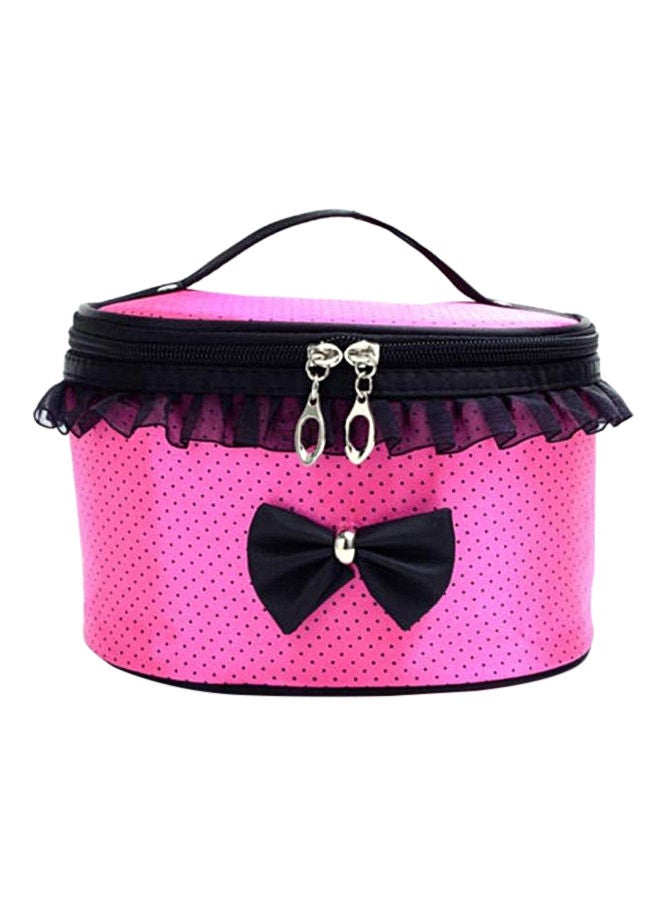 NIBEMINENT Portable Bowknot Lace Cosmetics Organizer Bag Pink - Image 1