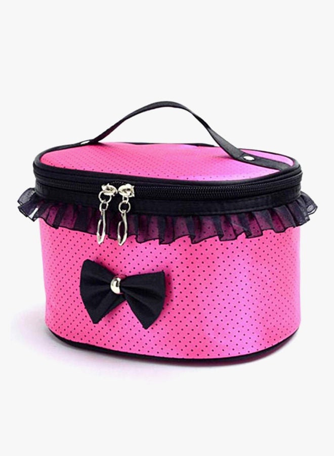 NIBEMINENT Portable Bowknot Lace Cosmetics Organizer Bag Pink - Image 2