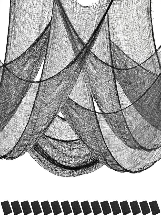Legigo 16 Pack Black Halloween Creepy Cloth (30 x 72 Inch)- Spooky Scary Gauze for Halloween Party Supplies Home Wall Doorway Outdoor Yard Decor (Black) - Image 1