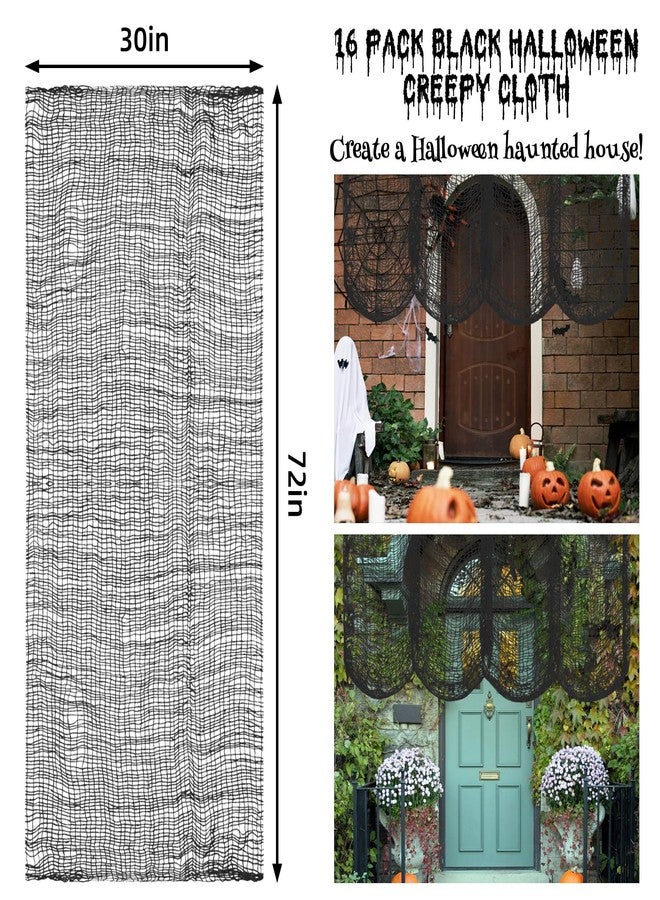 Legigo 16 Pack Black Halloween Creepy Cloth (30 x 72 Inch)- Spooky Scary Gauze for Halloween Party Supplies Home Wall Doorway Outdoor Yard Decor (Black) - Image 2