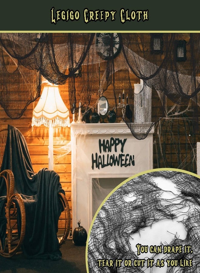 Legigo 16 Pack Black Halloween Creepy Cloth (30 x 72 Inch)- Spooky Scary Gauze for Halloween Party Supplies Home Wall Doorway Outdoor Yard Decor (Black) - Image 4