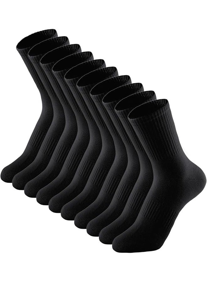 DUNISO 5 Pairs Womens Crew Socks Casual Athletic Gym LightWeight Thin Cotton Socks，Comfort Breathable Socks，Non-Slip，Black  - Image 1
