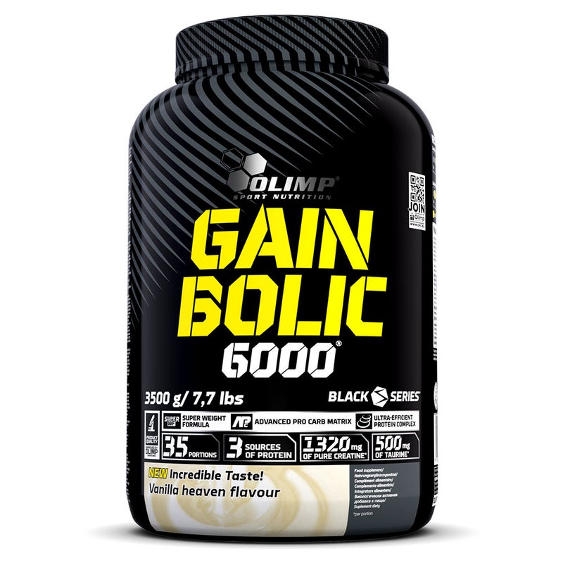 أولمب مكمل Gain Bolic 6000 Mass Gainer من Sport Nutrition - بنكهة الفانيليا الرائعة، 7.7 رطل - مكمل غذائي غني بالبروتين والكربوهيدرات لدعم العضلات