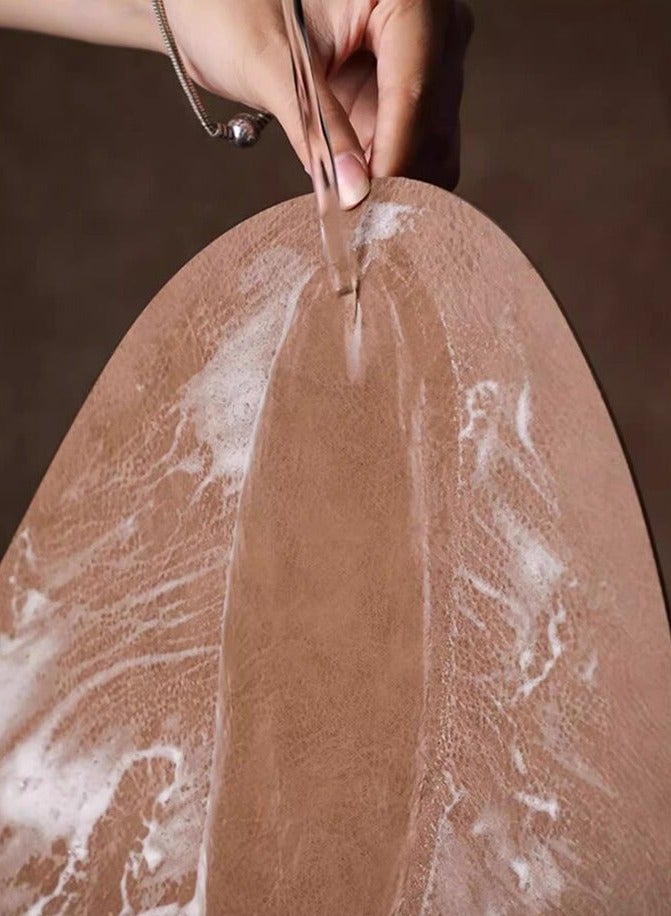 تمر (فاكهة) مفارش صحون جلدية لطاولة المطبخ وغرفة الطعام، مفارش صحون جلدية لطاولة المطبخ وغرفة الطعام، مفارش صحون خارجية مقاومة للماء والحرارة (بني، 2 مفارش صحون + 2 واقيات) - Image 5