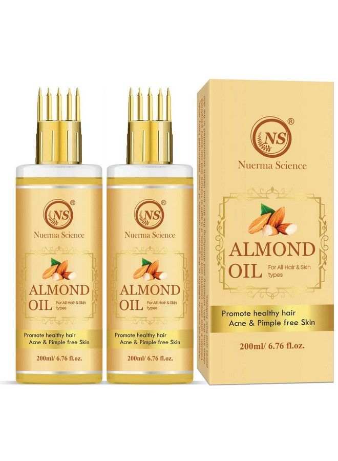 Nuerma Science Pure Almond Hair Oil With Comb Applicator For More Deeply Nourishing Roots & Soft Shiny Strong Hair(Men & Women) (200 Ml Each Pack Of 2) 400 Ml - Image 1