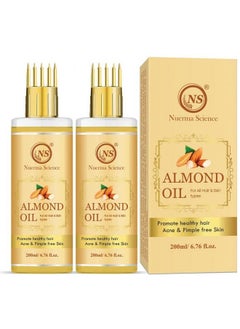 Nuerma Science Pure Almond Hair Oil With Comb Applicator For More Deeply Nourishing Roots & Soft Shiny Strong Hair(Men & Women) (200 Ml Each Pack Of 2) 400 Ml  - Image 2