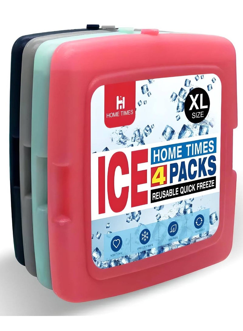 4 Pack Ice Packs, Quick Freeze Reusable PP Ice Bags for Lunch Boxes & Coolers, Space-Saving Design, Ideal for Valentine's, Mother's, Father'S Day & New Year Gifts Square Size  - Image 1