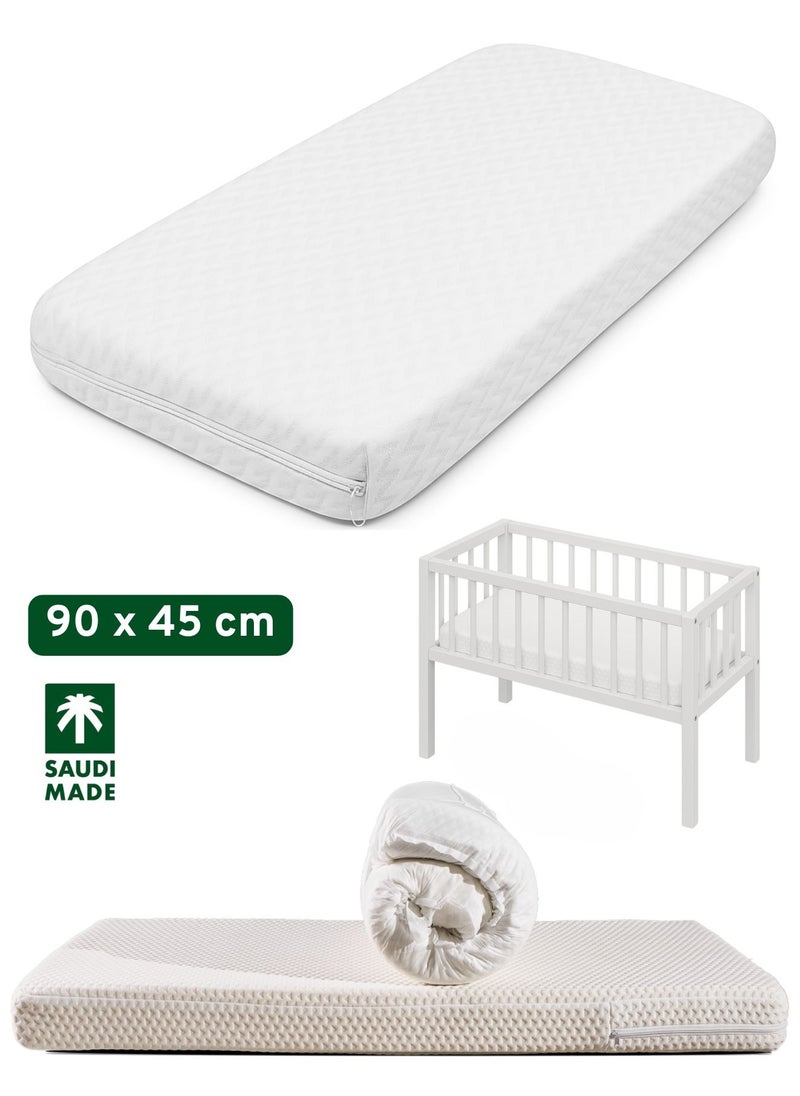 Zaprus Luxurious 90x45cm Baby Mattress for Bassinet & Cradle - Breathable, Hypoallergenic, Optimal Support  - Image 1