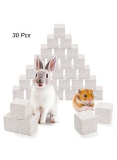 DEAYOU DEAYOU 30 Pack Small Animal Lava Bites, Hamster Teeth Grinding Block, Bunny Chew Toys, Natural Mineral Calcium Square Stone for Chinchilla, Squirrel, Rat, Parrot, Rabbit, Guinea Pig  - Image 3