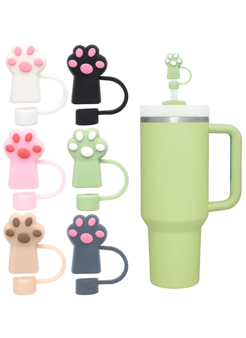 Oasisgalore - 6Pcs Cute Silicone Straw Cover Cap,Reusable Dust-Proof Drinking Straw Tips Lids - Image 1