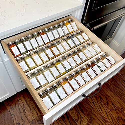 MIUKAA Clear Acrylic Spice Drawer Organizer, 4 Tier- 2 Set Expandable From 13" to 26" Drawer Seasoning Organizer, Kitchen Spice Rack Tray for Drawer/Countertop (Jars not included) - Image 1