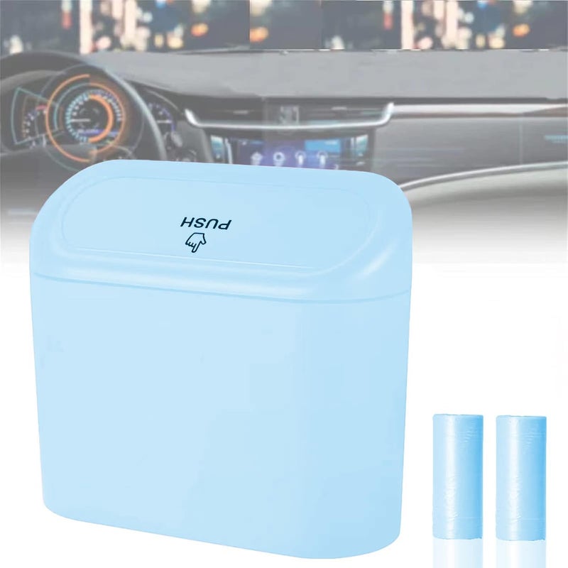 Tulsondai Minimal design Car Trash Can, Mini Car Bin with Lid 2 Trash Bag Blue, Cute Car Accessories for Storage and Organization，Small Trash Can for car，Bedroom and Office All-scene compatible build - Image 1
