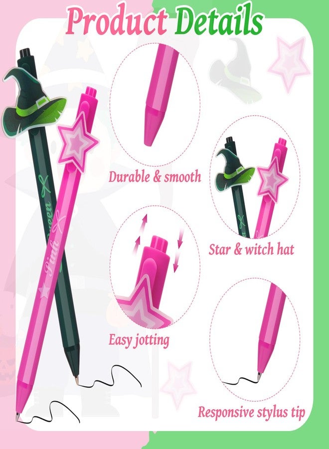 Sayglossy 24 Pcs Witch Pens Bulk Princess and Witch Pink and Green Gift Gel Pens for Friends Friendship Matching Office for Party Supplies Decorations Gift (Special Style) - Image 4