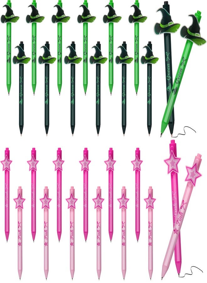 Sayglossy 24 Pcs Witch Pens Bulk Princess and Witch Pink and Green Gift Gel Pens for Friends Friendship Matching Office for Party Supplies Decorations Gift (Special Style) - Image 1