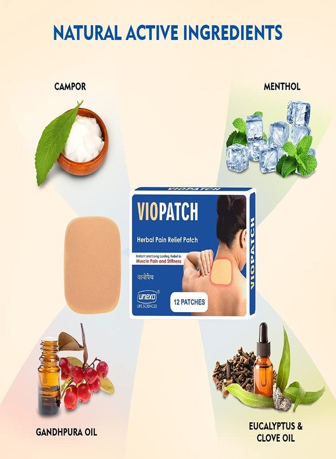 Viopatch Natural Herbal Instant Relief Patch for Muscular & Joint Pain, No Side Effects, 12 Count - Image 2