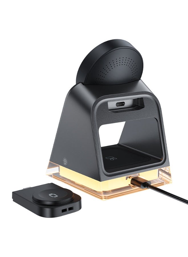 ACEFAST 3 in 1 Magnetic Fast Wireless Charger Desktop Holder E17, Desktop stand, LED Atmosphere Light, Wireless Charger for Phone, TWS Headset, Smart Watch - Black - Image 3