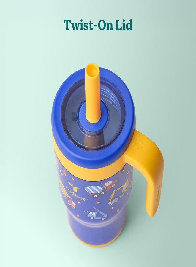 REDUCE CHILLER Travel Mug - 14 oz Insulated Stainless Steel Kids Tumbler with Spill-Proof Silicone Straw, Stays Cold 18 Hours, Dishwasher Safe - for School & Travel - Little Builder - Image 4