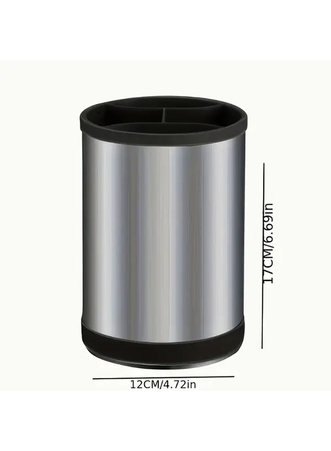 360 Degree Rotating Stainless Steel Kitchen Utensil Holder With Drainage Holes 1pc - Image 3