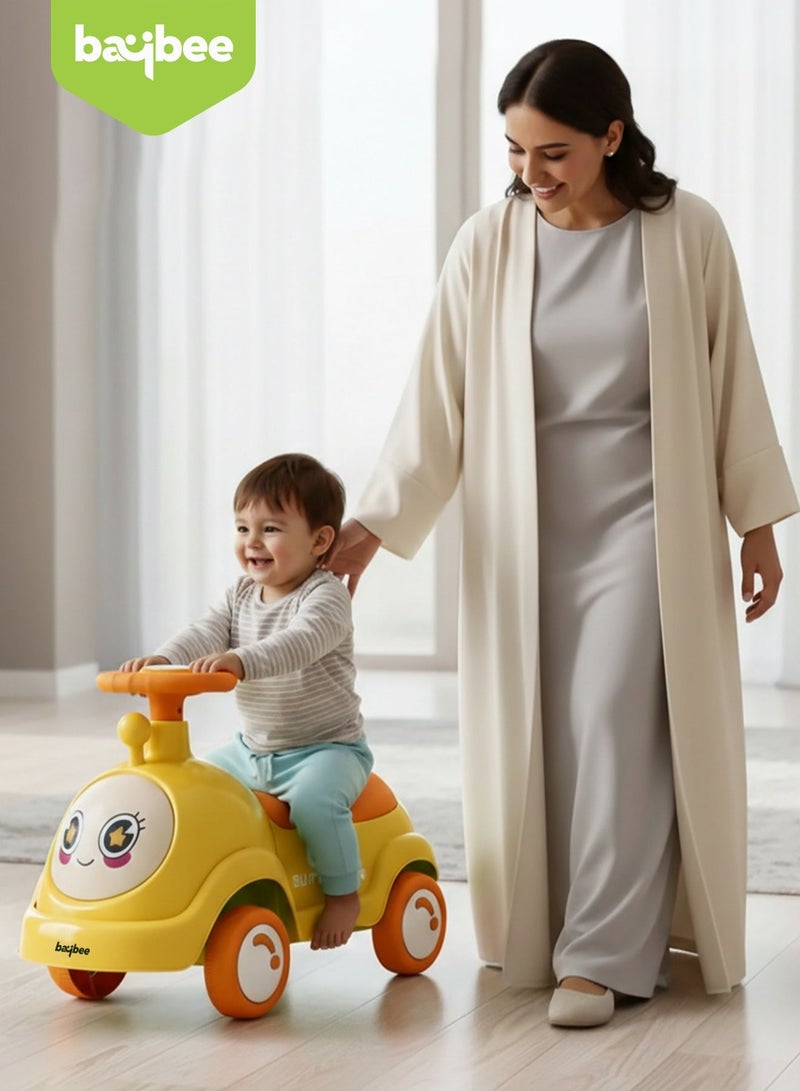 BAYBEE Baby Ride on Car for Kids, Toddler Ride on Baby Car with Music, and Storage Space | Kids Push Car for Baby | Children Push Ride on Car for Kids Toddlers 1 to 3 Years Boy Girl Yellow - Image 2