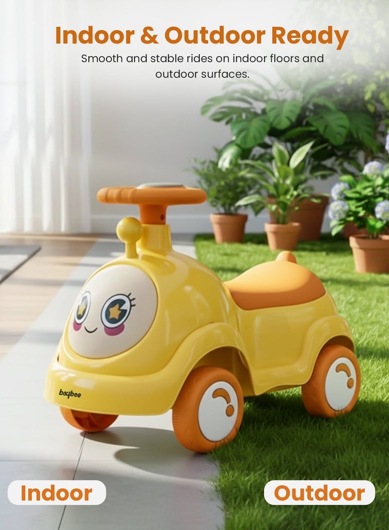BAYBEE Baby Ride on Car for Kids, Toddler Ride on Baby Car with Music, and Storage Space | Kids Push Car for Baby | Children Push Ride on Car for Kids Toddlers 1 to 3 Years Boy Girl Yellow - Image 4