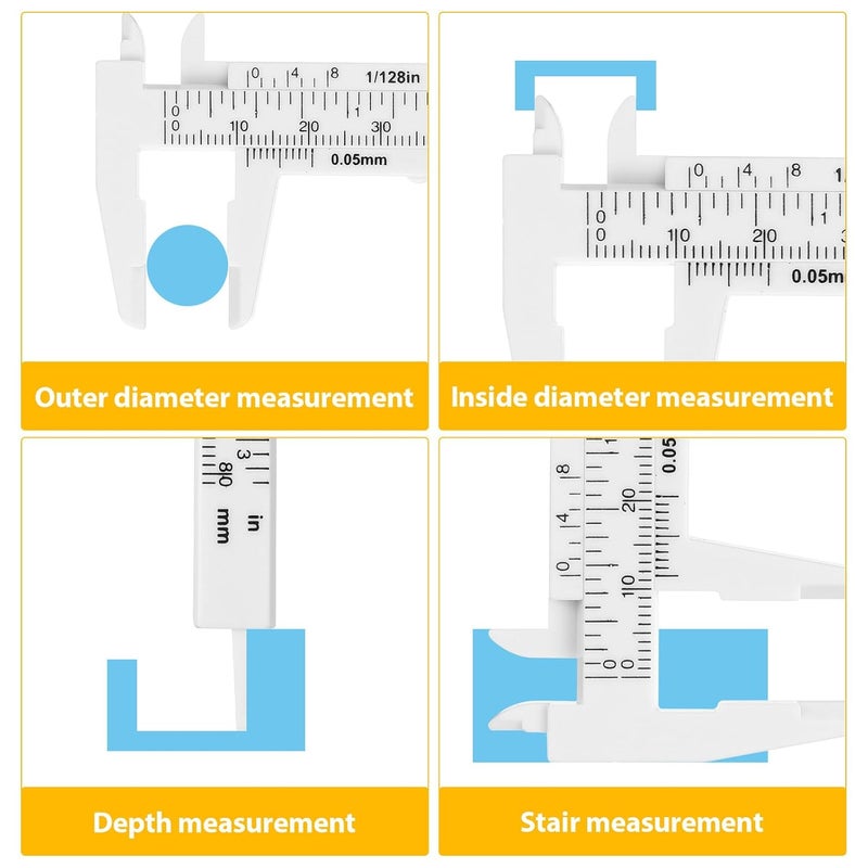 Mini Plastic Sliding Vernier Caliper Jewelry Gauge Tool Metric Measurement White - Image 4