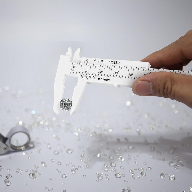 Mini Plastic Sliding Vernier Caliper Jewelry Gauge Tool Metric Measurement White - Image 5