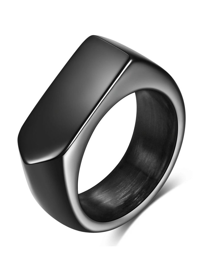 Loquat Stainless Steel Solid Polished Signet Ring