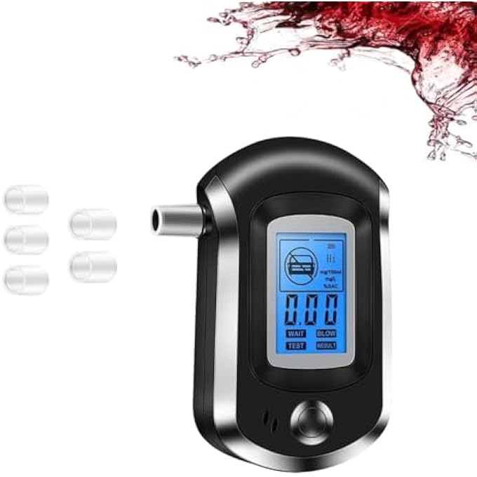 rayihni Breathalyzer & Alcohol Tester, Alcohol Breathalyzer LCD Display Digital Fast, High Accuracy Alcohol Detector (20 Mouthpieces) - Image 1